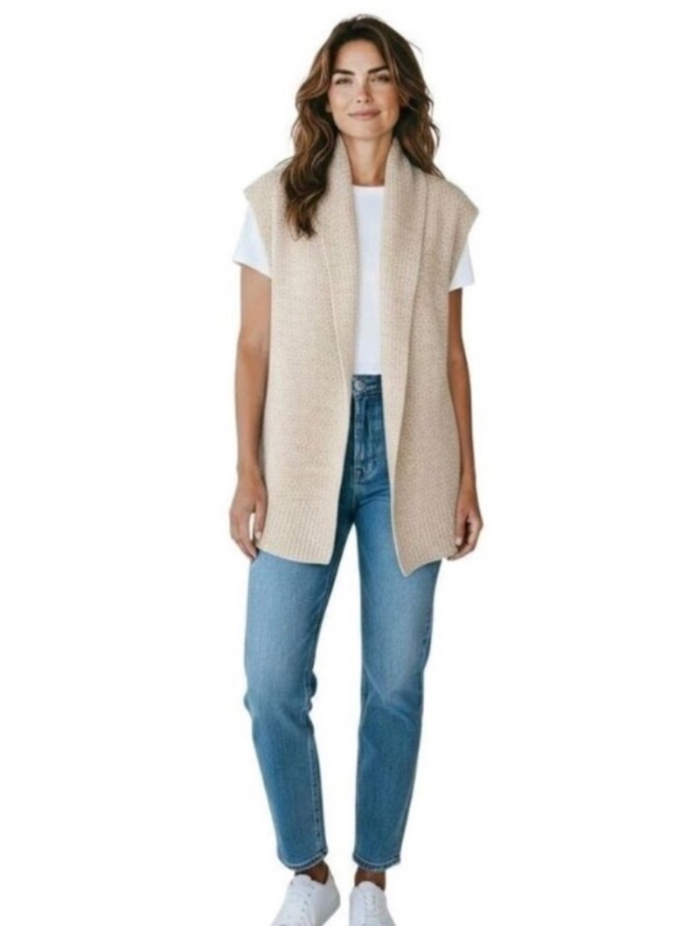 Gap knit shawl vest